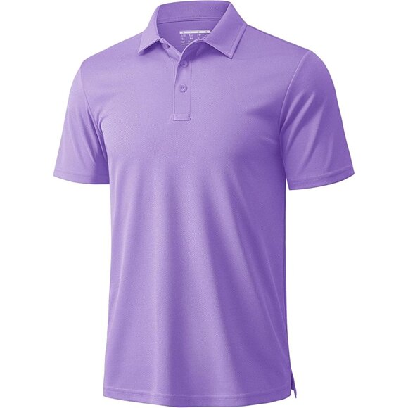 Men's Light Purple Short Sleeve Quick Dry Collared Moisture Wicking Polo Shirts